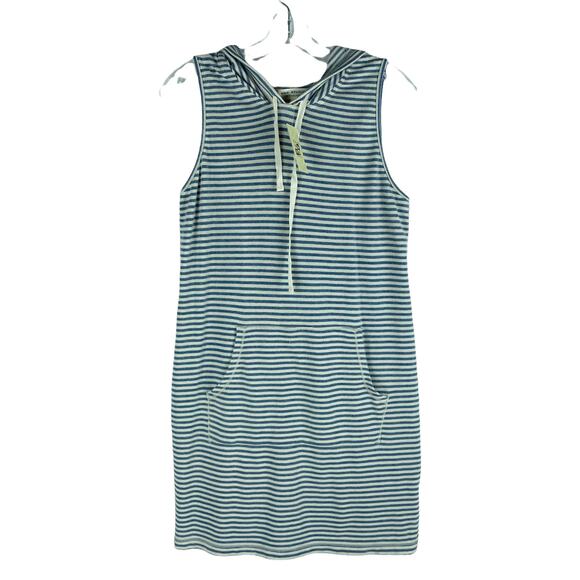 Max Studio Striped Sleeveless Hooded Mini Dress Blue White Size S - Picture 2 of 8